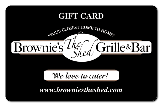 Brownies the shed logo on a solid black background